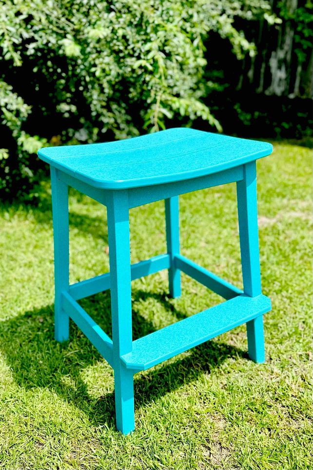 Surf Table Bar Height Saddle Stool- Aruba Blue