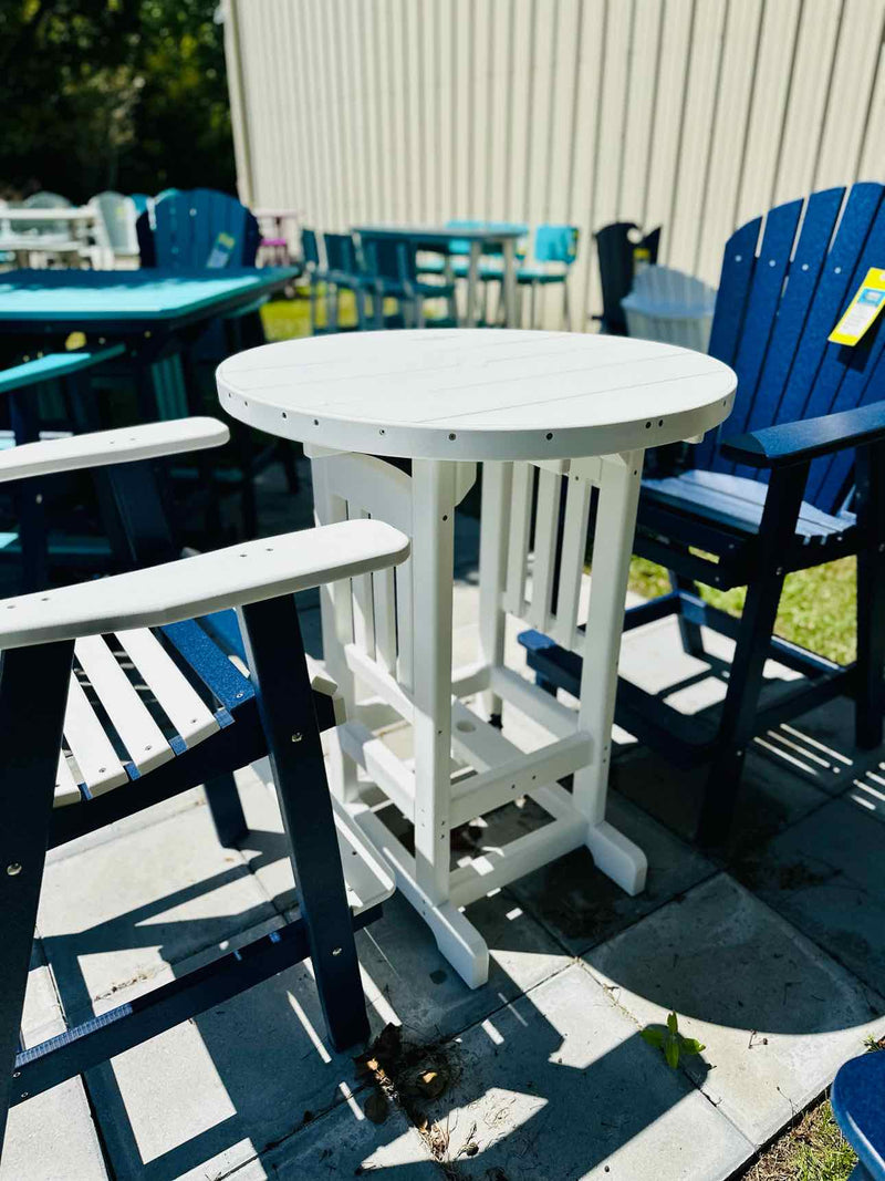 33" Round Bar Height Table- White