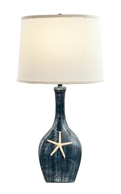Genie Pot Table Lamp w/ Starfish Accent- Weathered Navy