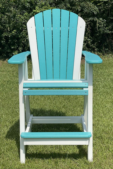 Bar Height Adirondack Chair- Aruba Blue & White