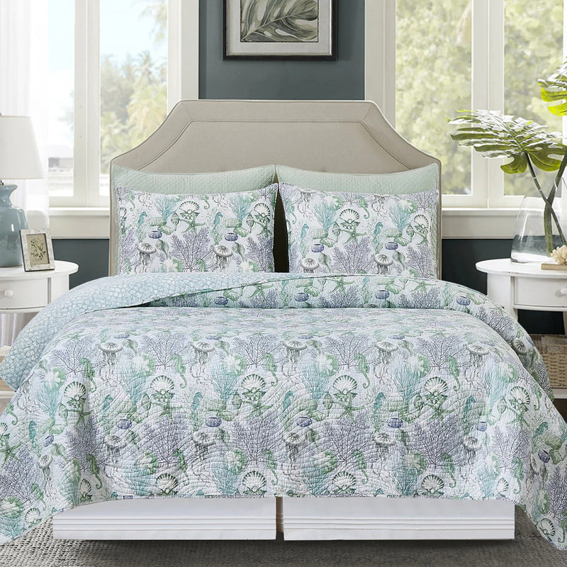 Shoreline Waters Quilt Set- Twin
