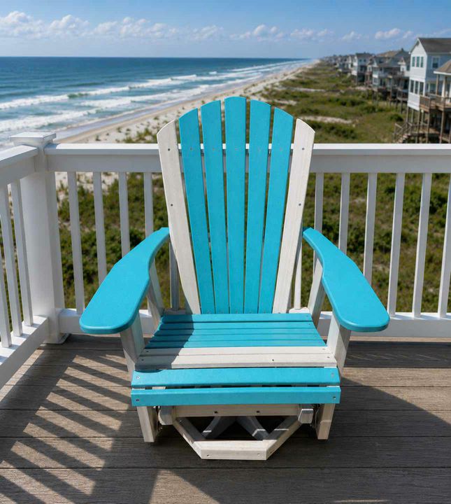 2' Adirondack Swivel Glider- Aruba Blue & Seashell