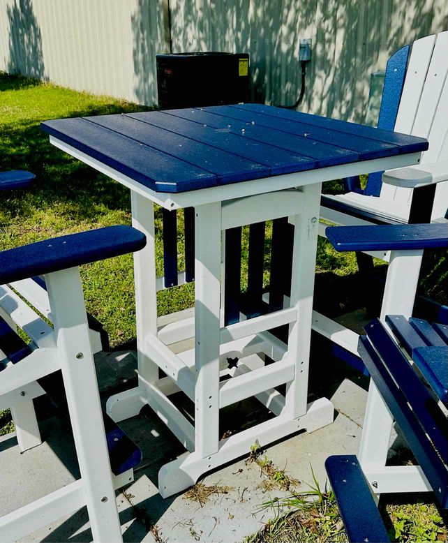 33" Square Bar Height Table- Patriot Blue & White