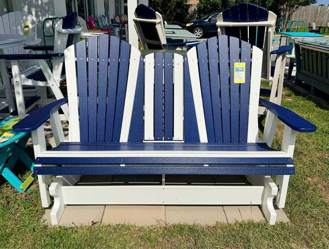5' Adirondack Settee Glider- Patriot Blue & White