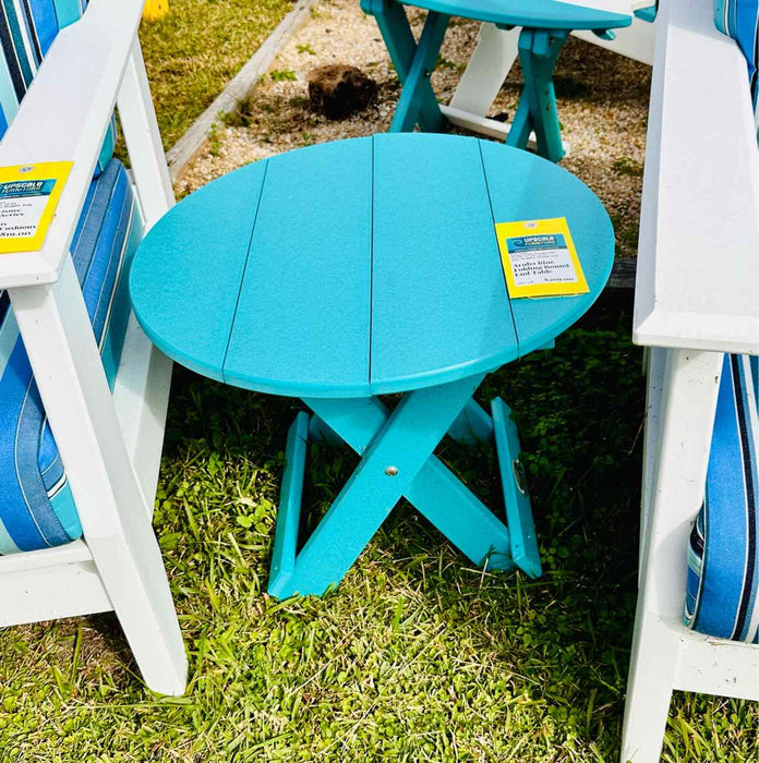 Folding Round End Table- Aruba Blue