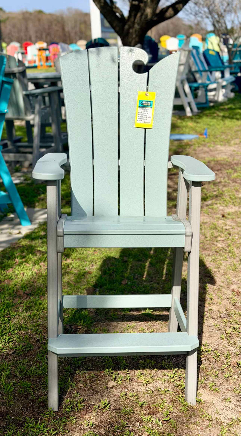 Ocean Wave Bar Height Adirondack Chair- Driftwood & Mint