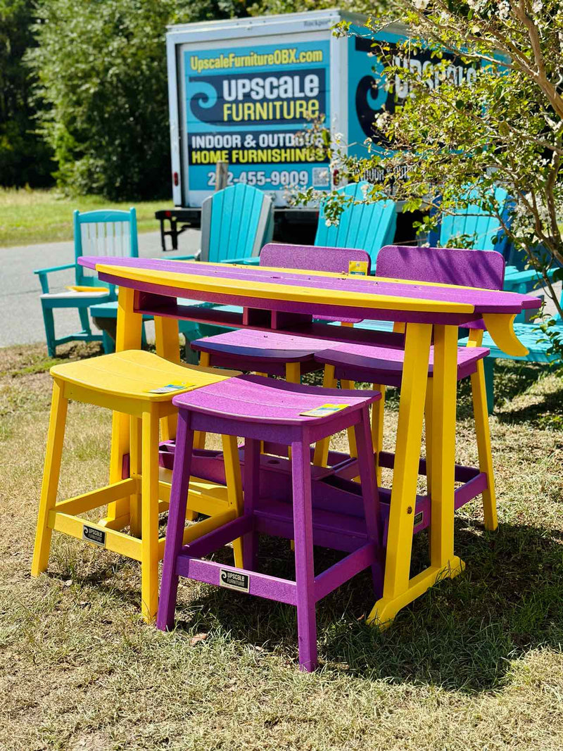 6' Surfboard Bar Height Table- Yellow & Purple
