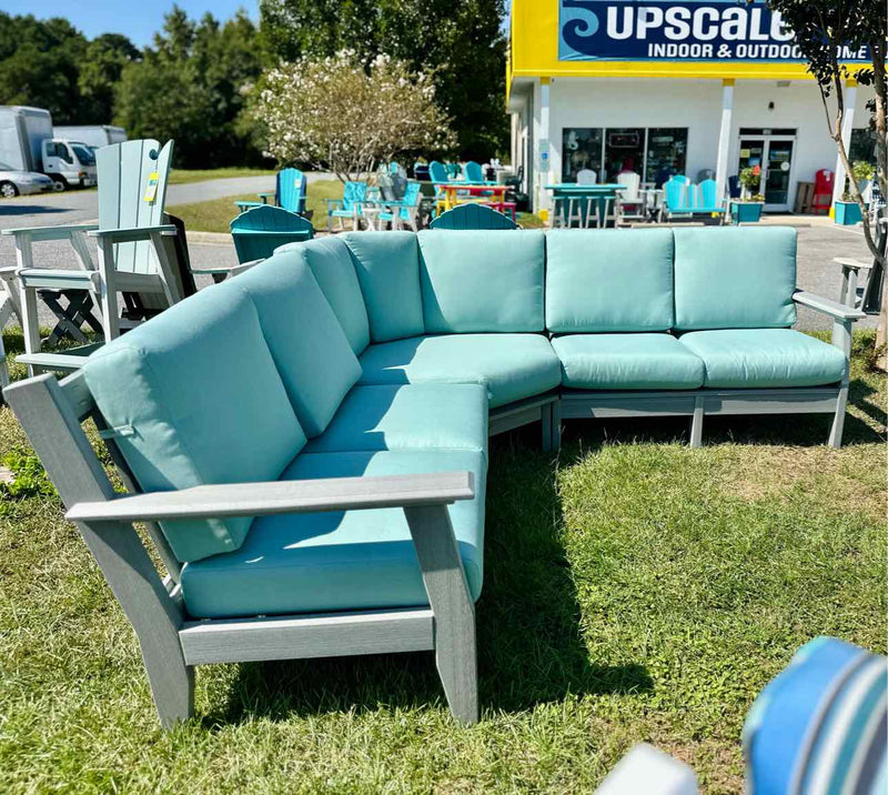 Leisure Living II Series Sectional- Driftwood w/ Spectrum Mist Cushions