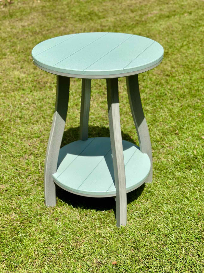 24" Round Serenity Bar Side Table- Driftwood & Mint
