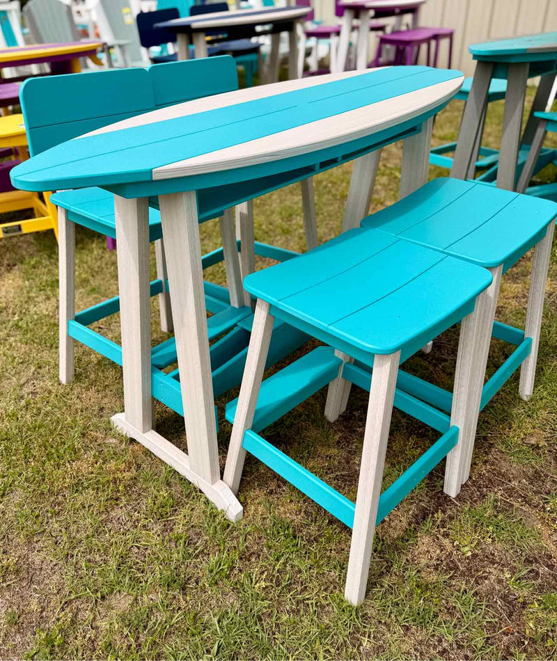 6' Surfboard Bar Height Table- Seashell & Aruba Blue