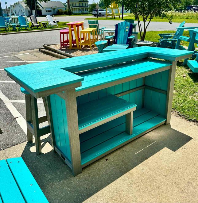 Serving Bar Table- Aruba Blue & Driftwood