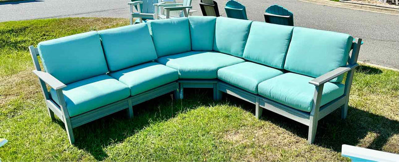 Leisure Living II Series Sectional- Driftwood w/ Spectrum Mist Cushions