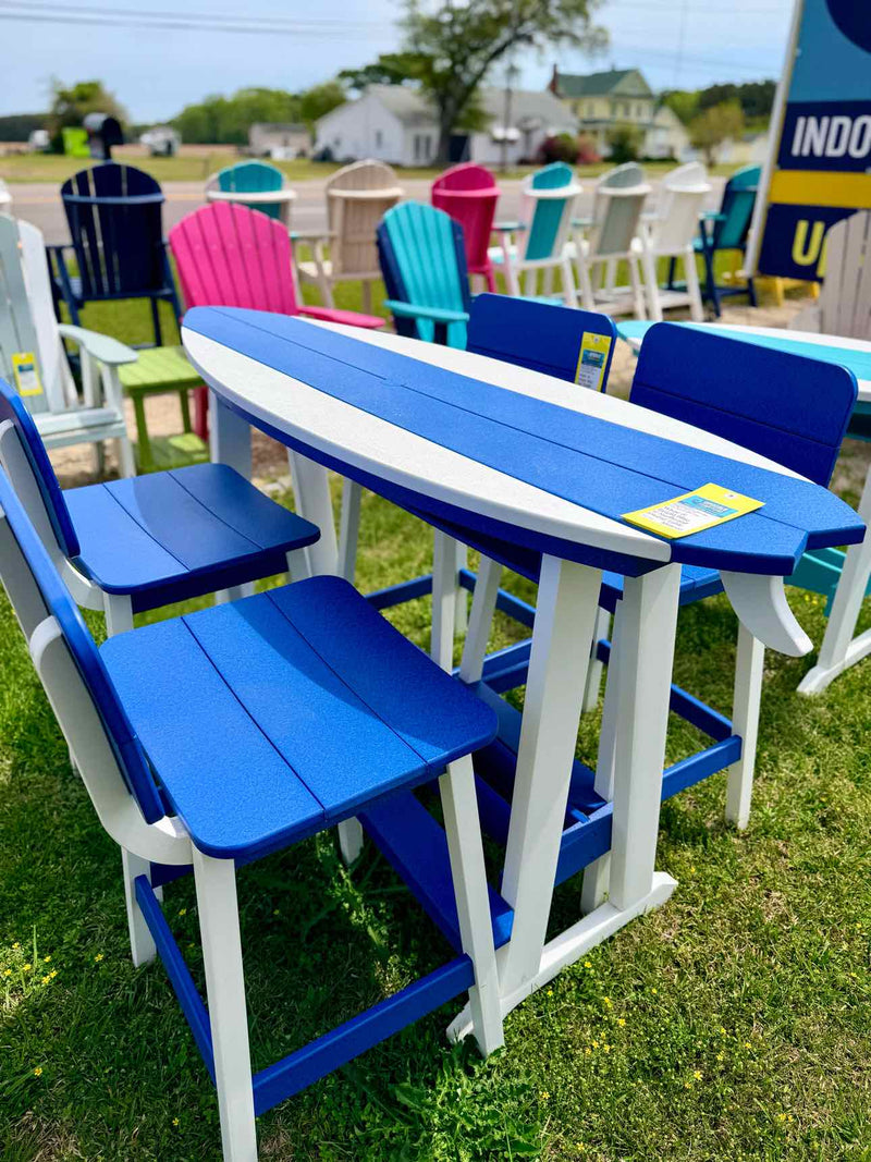 6' Surfboard Bar Height Table- White & Bright Blue