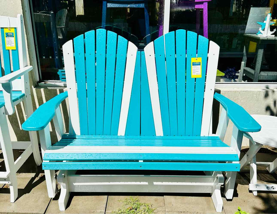 4' Adirondack Glider- Aruba Blue & White