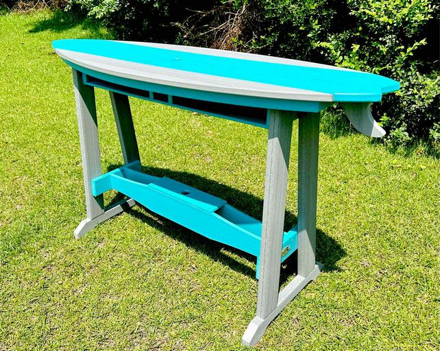 6' Surfboard Bar Height Table- Driftwood & Aruba Blue