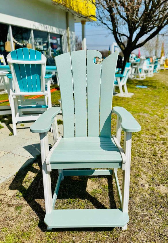 Ocean Wave Counter Height Adirondack Chair- Seashell & Mint