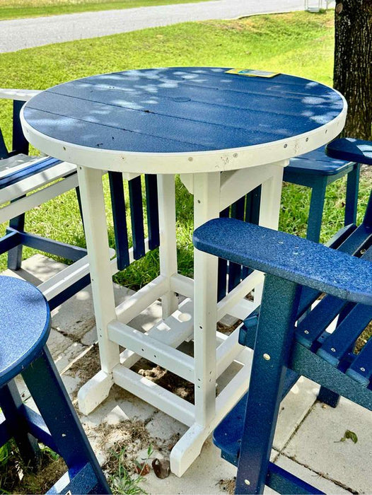 33" Round Bar Height Table- Patriot Blue & White