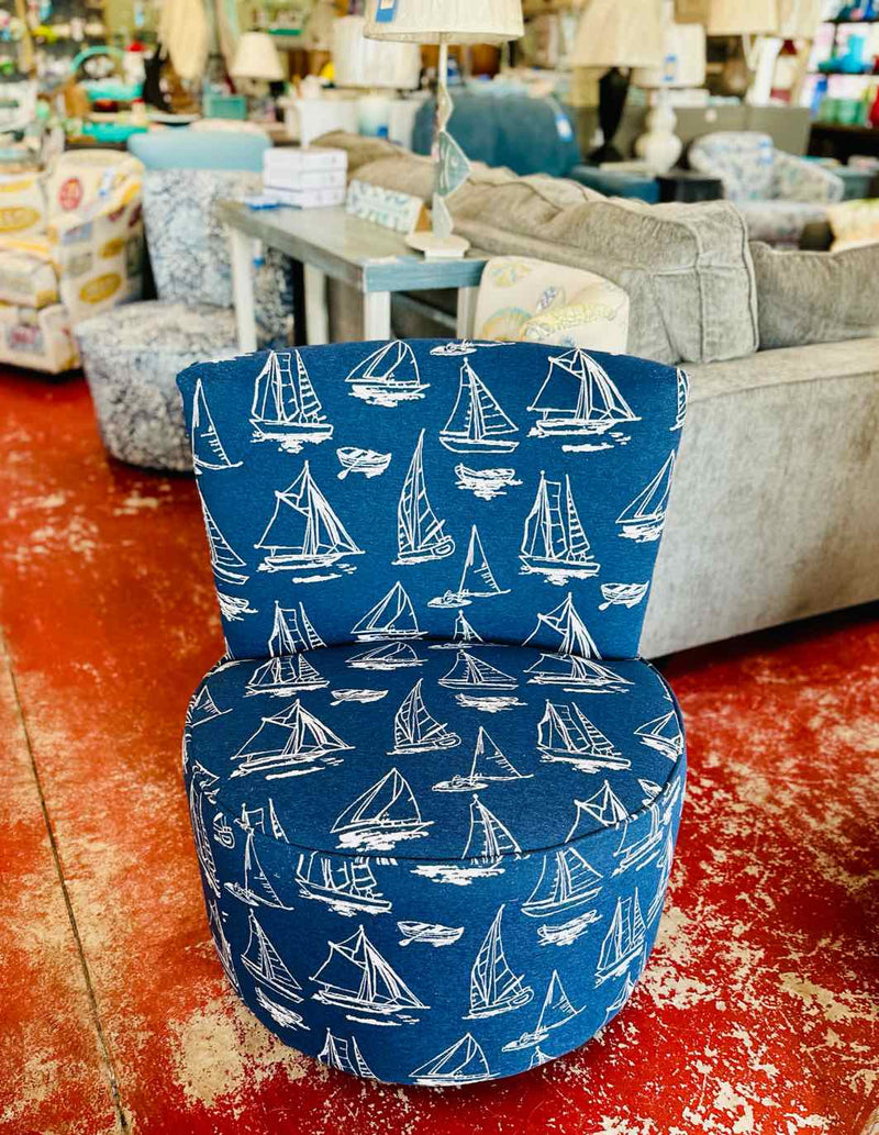 Armless Barrel Chair- Deck Navy