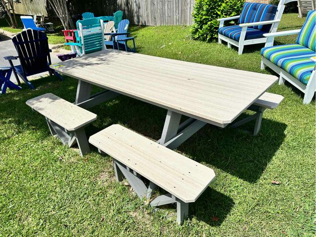 7' Walk In Picnic Table- Pale Aspen & Driftwood