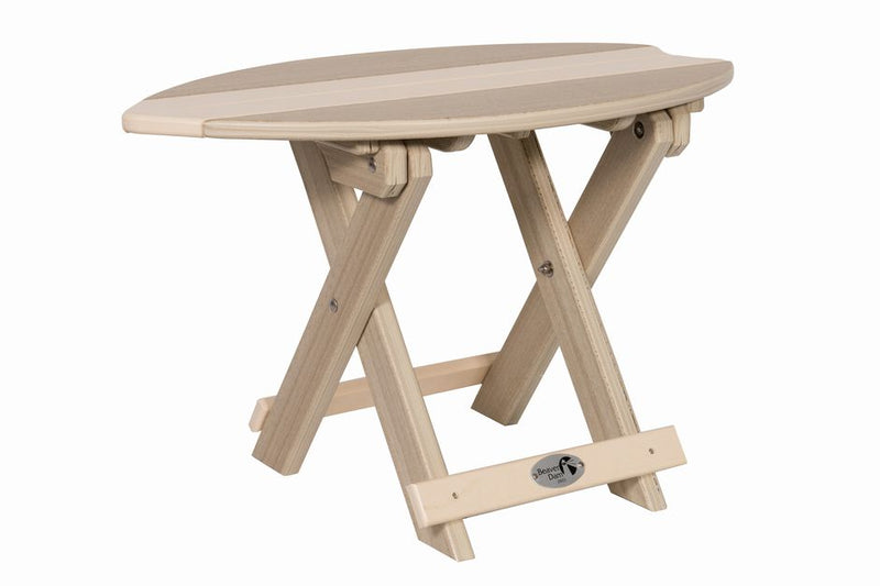 Folding Surfboard End Table- Pale Aspen & Ivory
