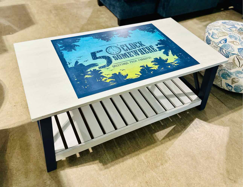 Margaritaville Island Reserve Surrey Coffee Table- Chalk & Blue