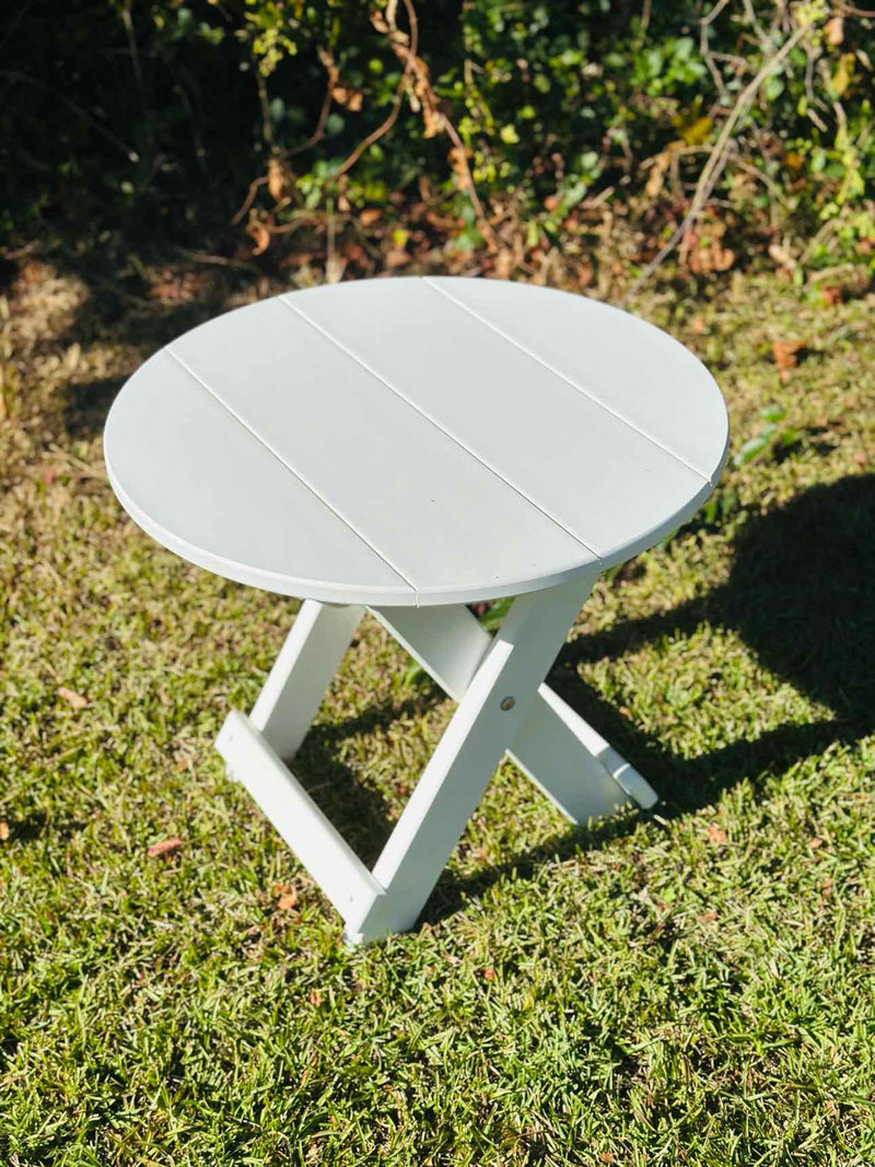 Folding Round End Table- White