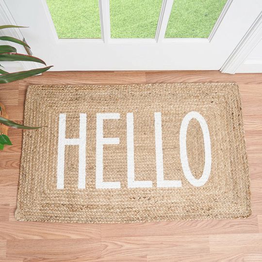 Jute Braided Rug- Hello