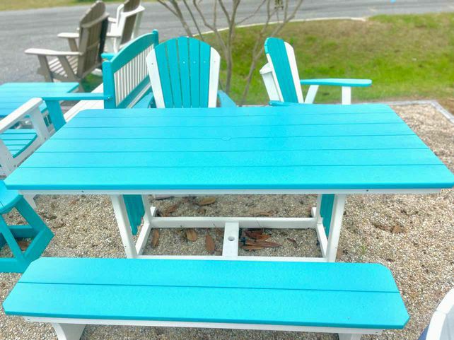 33" x 72" Regular Height Dining Table- Aruba Blue & White