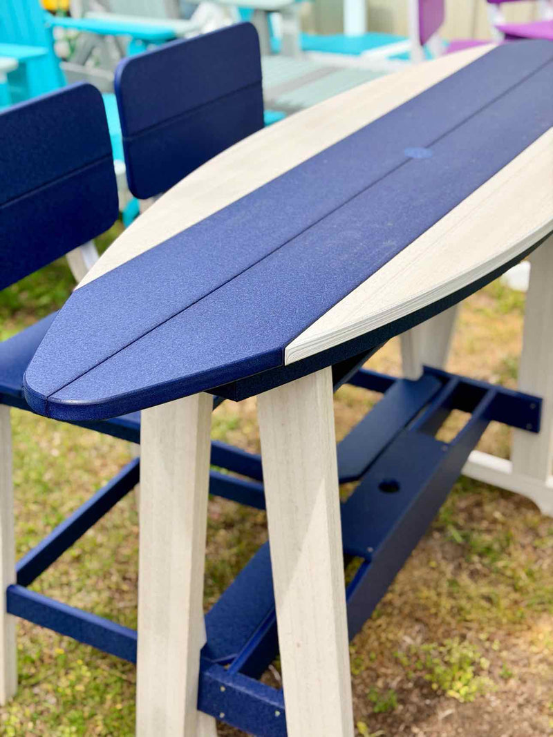 6' Surfboard Bar Height Table- Seashell & Patriot Blue