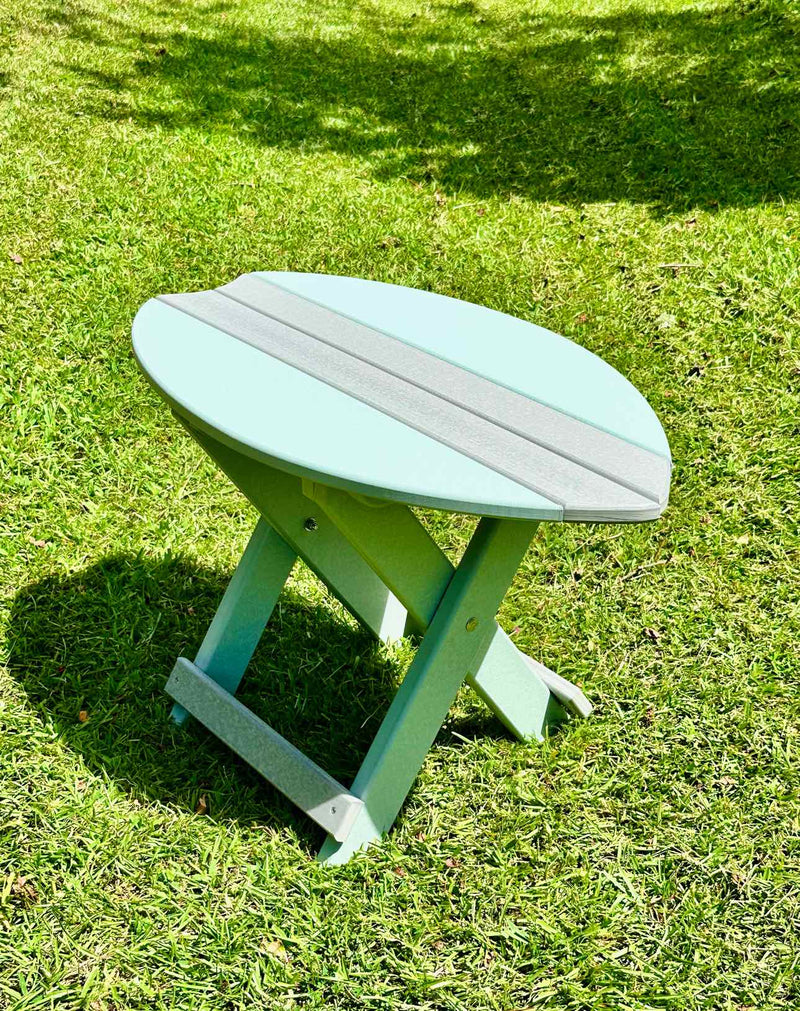 Folding Surfboard End Table- Driftwood & Mint