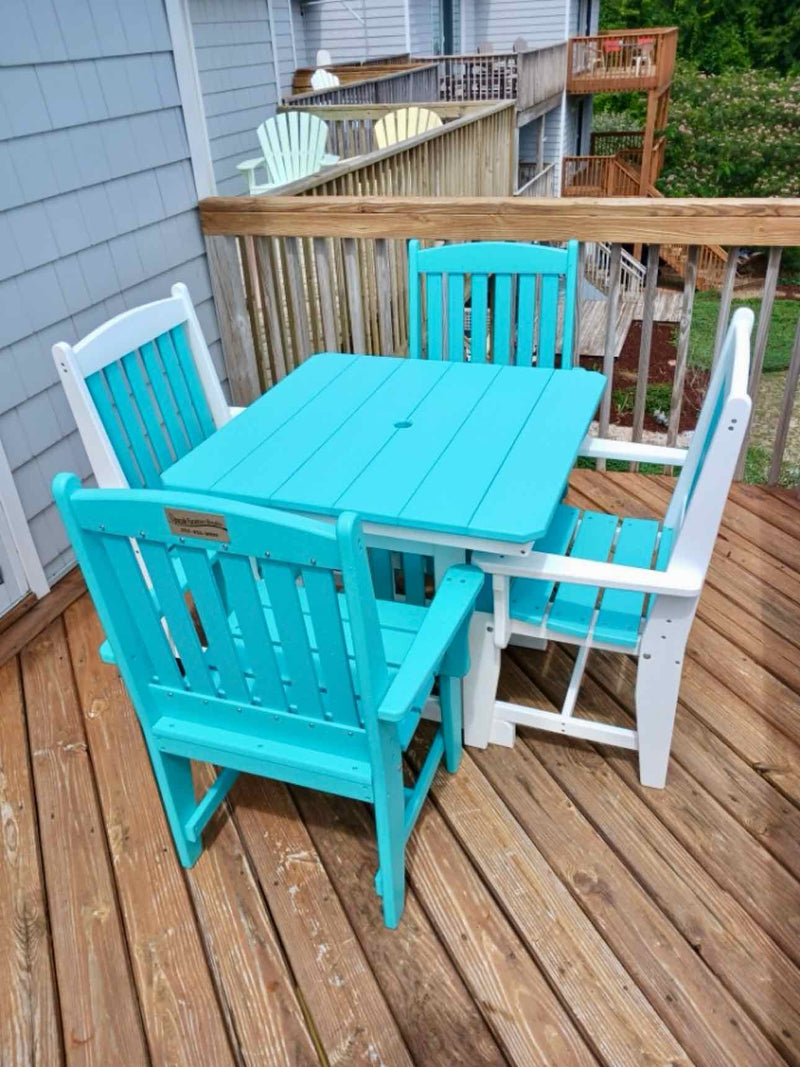 33" Square Regular Height Dining Table- Aruba Blue & White