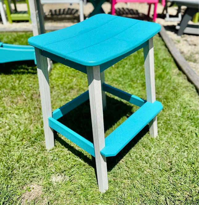 Surf Table Bar Height Saddle Stool- Seashell & Aruba Blue