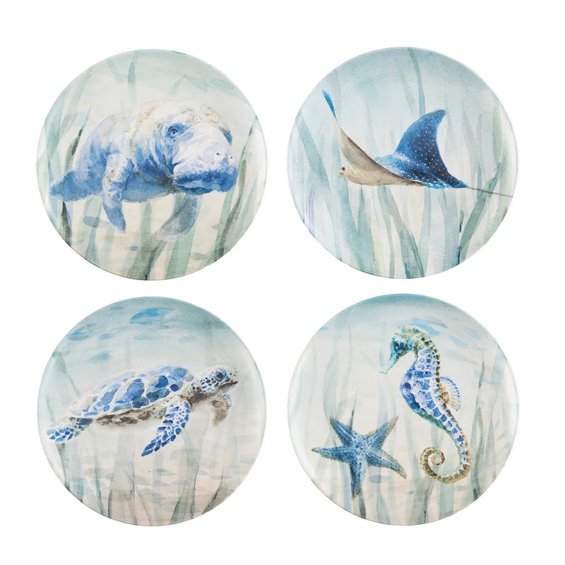 Ocean Life Round Plate Set (Set of 4)