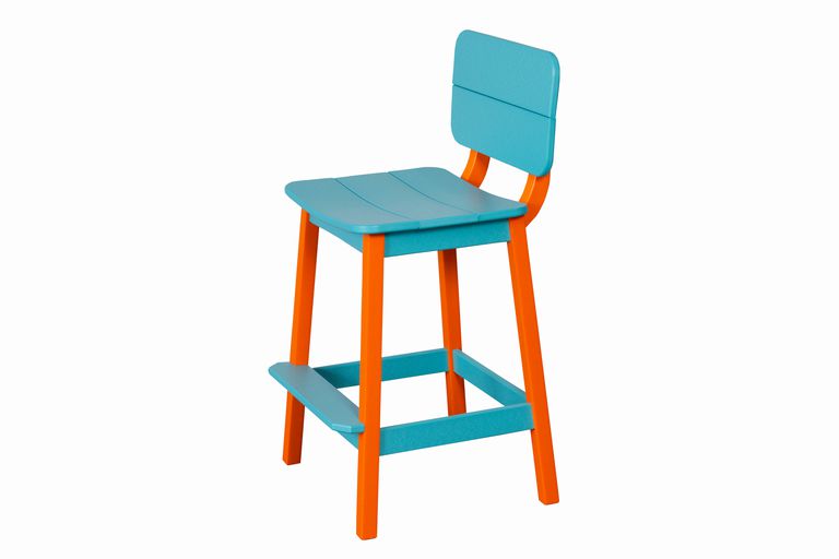 Surf Table Bar Height Chair- Orange & Aruba Blue