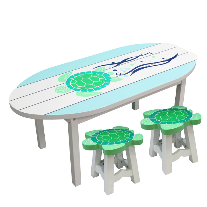 Sea Turtle Table & 2 Stool Seats