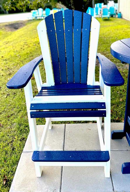 Bar Height Adirondack Chair- Patriot Blue & White