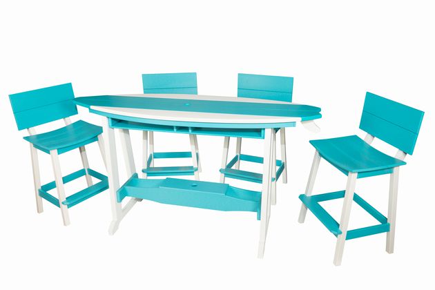 6' Surfboard Bar Height Table- White & Aruba Blue