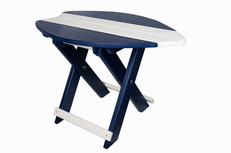 Folding Surfboard End Table- White & Patriot Blue