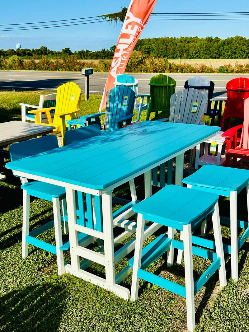 33" x 72" Bar Height Dining Table- Aruba Blue & White