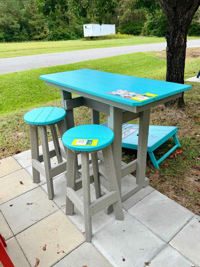 4' Rail Hugger Table- Aruba Blue & Driftwood