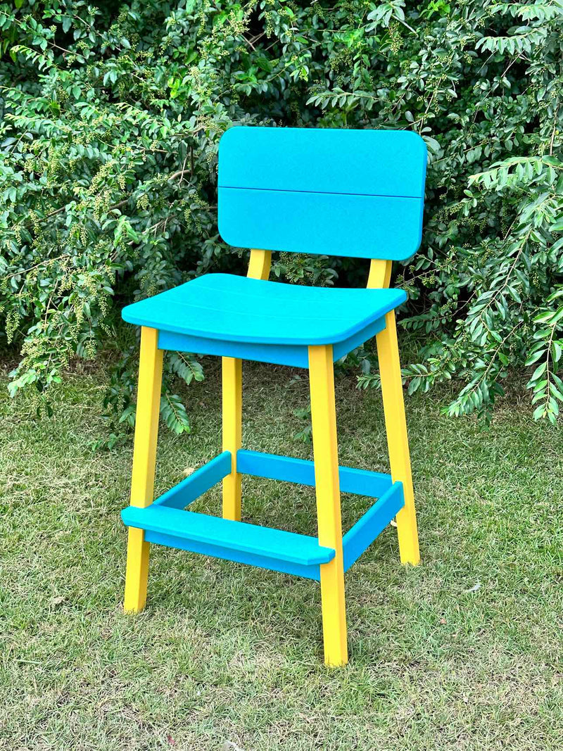 Surf Table Bar Height Chair- Yellow & Aruba Blue