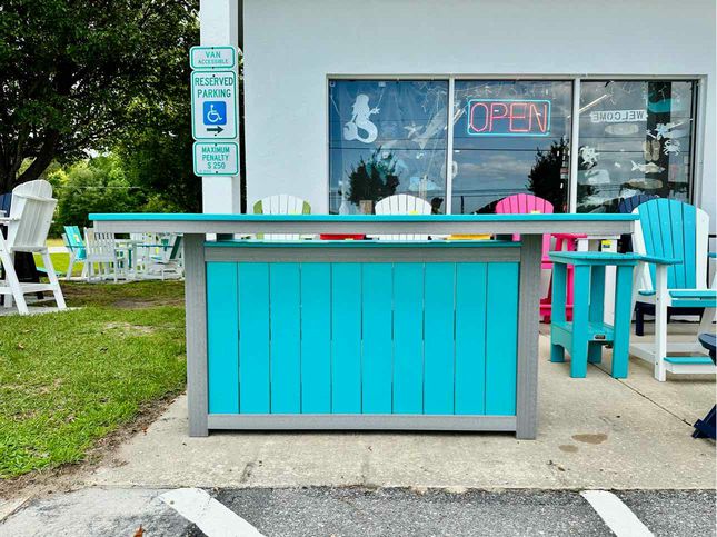 Serving Bar Table- Aruba Blue & Driftwood