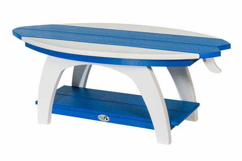 Surfboard Coffee Table- White & Bright Blue