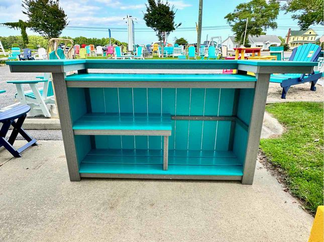 Serving Bar Table- Aruba Blue & Driftwood