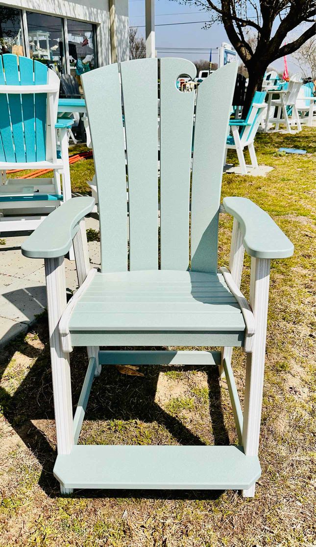 Ocean Wave Counter Height Adirondack Chair- Seashell & Mint
