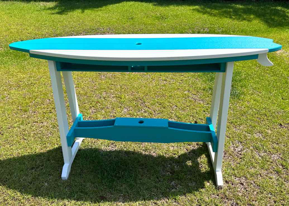 6' Surfboard Bar Height Table- White & Aruba Blue