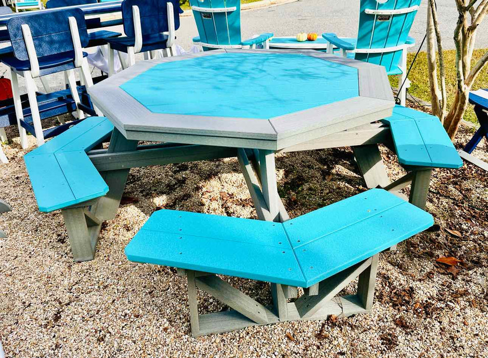 Octagon Picnic Table- Aruba Blue & Driftwood