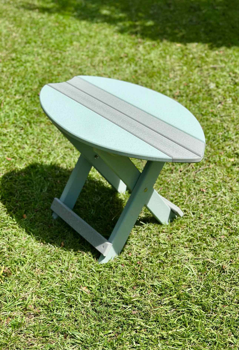 Folding Surfboard End Table- Driftwood & Mint