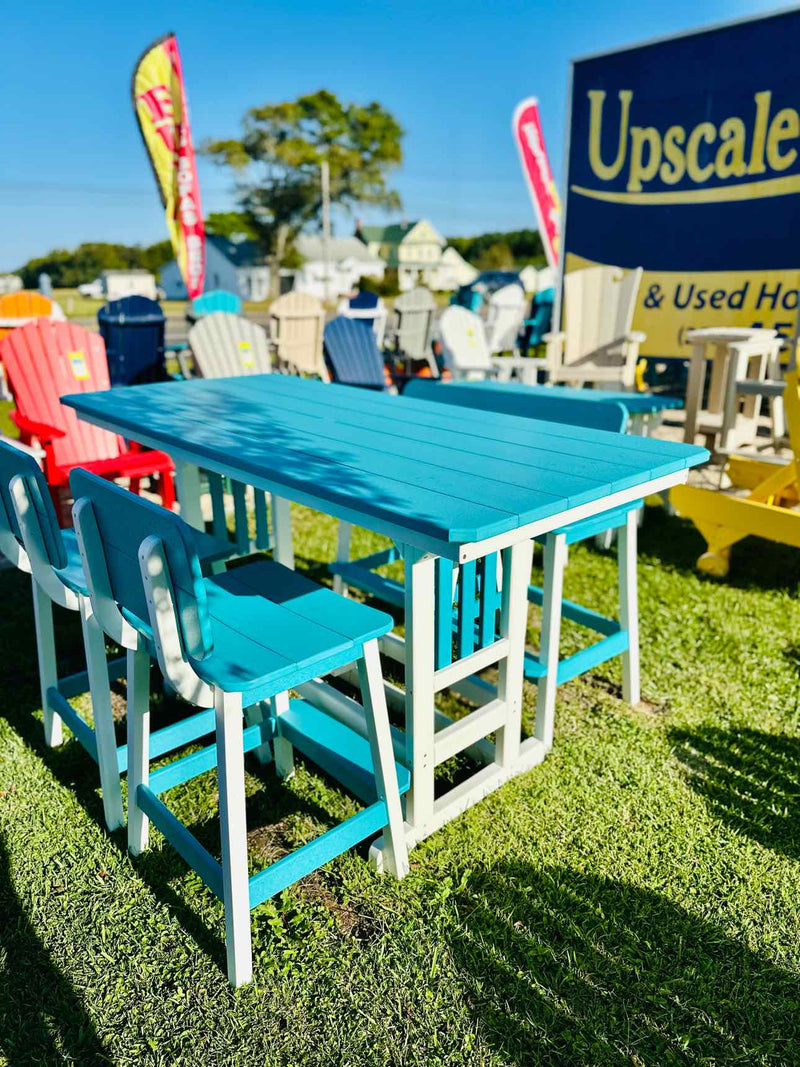 33" x 72" Bar Height Dining Table- Aruba Blue & White