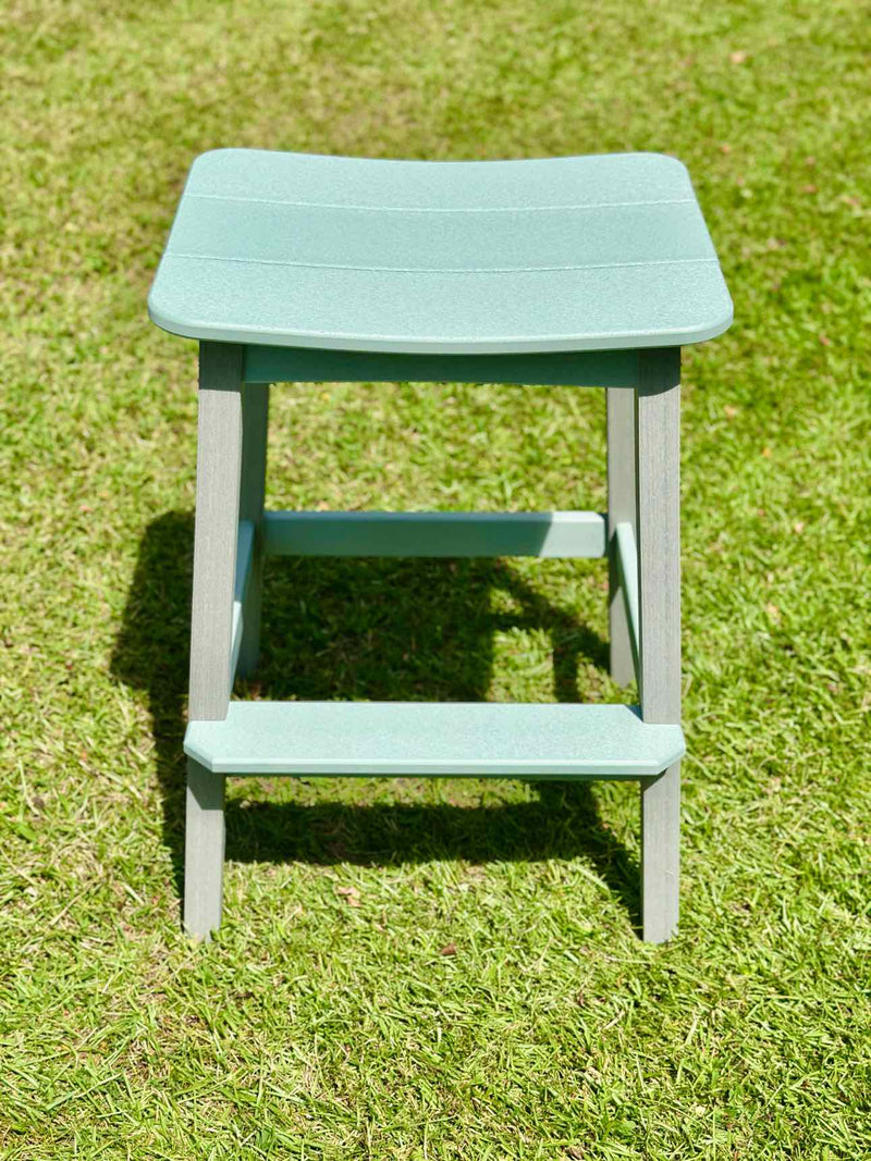 Surf Table Bar Height Saddle Stool- Driftwood & Mint